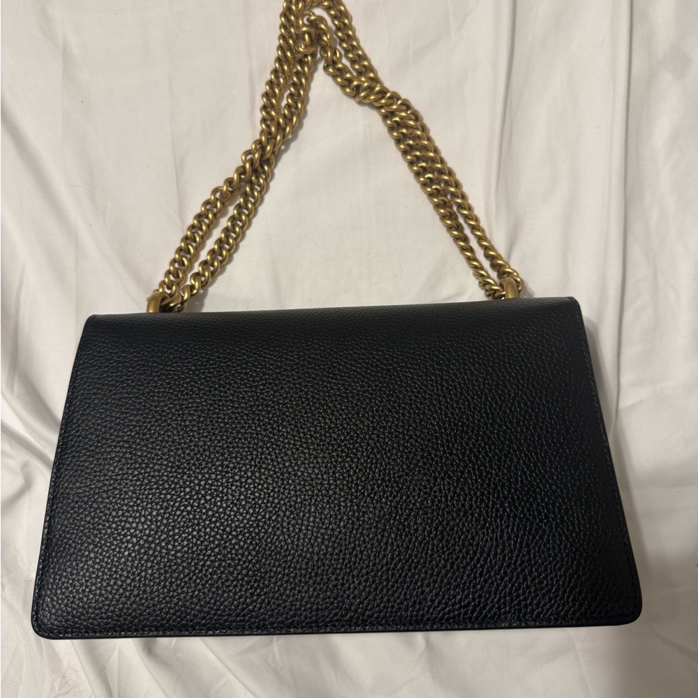 Black Leather Chain Shoulder Bag - Picture 4 of 5